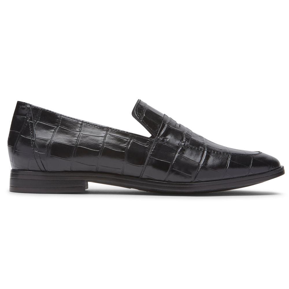 Rockport Women's Perpetua Penny Loafers - Black - USA (4035QDLOU)